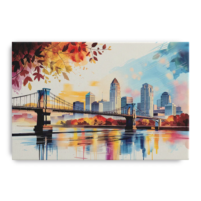 Cincinnati Skyline In Autumn Front - Canvas Wall Art