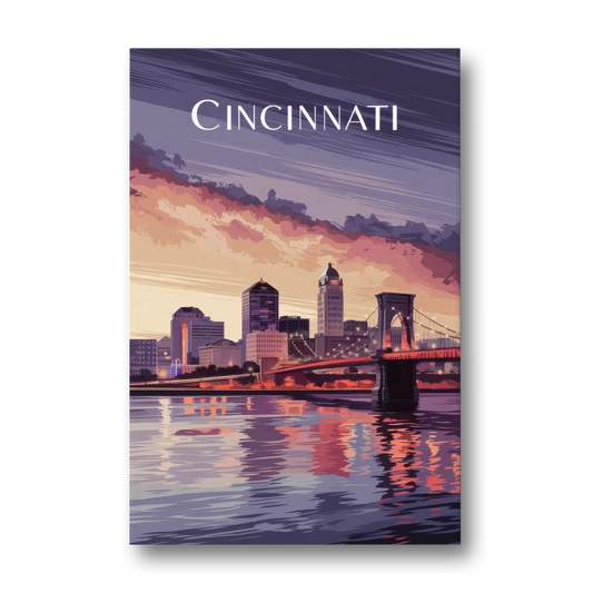 Cincinnati Skyline Over the Ohio River - Canvas Wall Art - Front