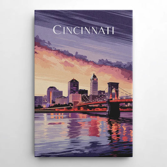 Cincinnati Skyline Over the Ohio River - Canvas Wall Art