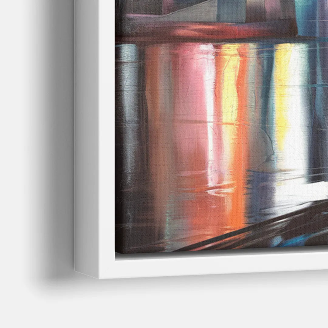 Cincinnati Skyline and Historic Bridges - Close-Up White Frame Canvas