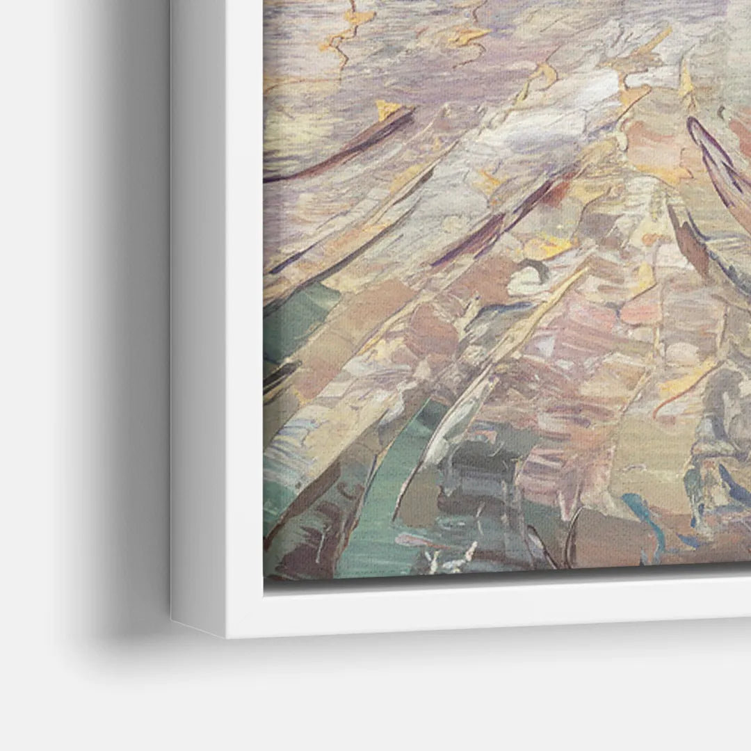 Cincinnati Skyline at Dawn - Close-Up White Frame Canvas
