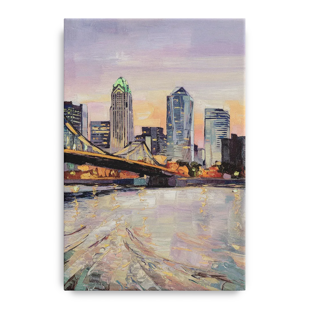 Cincinnati Skyline at Dawn Front - Canvas Wall Art