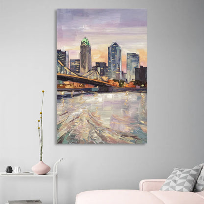 Cincinnati Skyline at Dawn Living Room - Canvas Wall Art