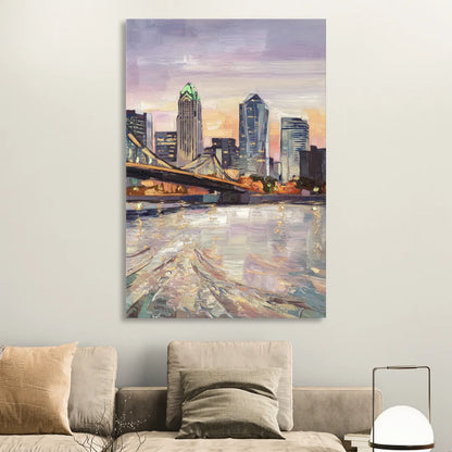 Cincinnati Skyline at Dawn Sitting Room - Canvas Wall Art
