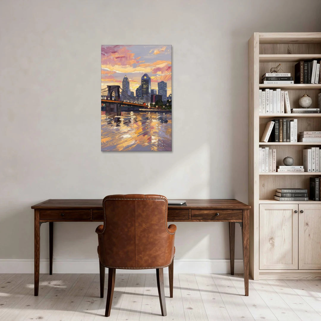 Cincinnati Skyline at Sunset - Canvas Wall Art - Office - 24x36