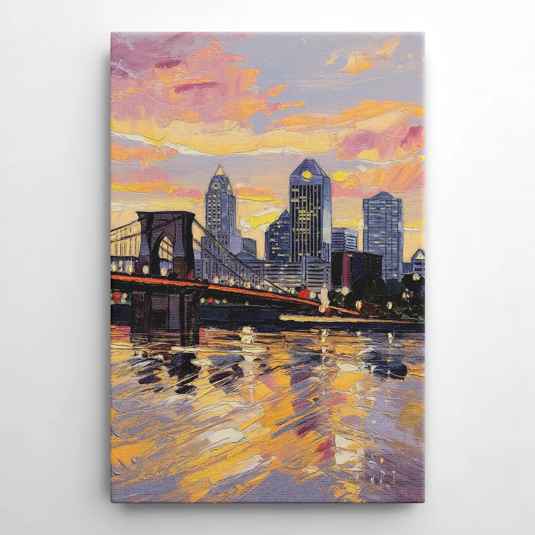 Cincinnati Skyline at Sunset - Canvas Wall Art