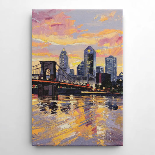Cincinnati Skyline at Sunset - Canvas Wall Art
