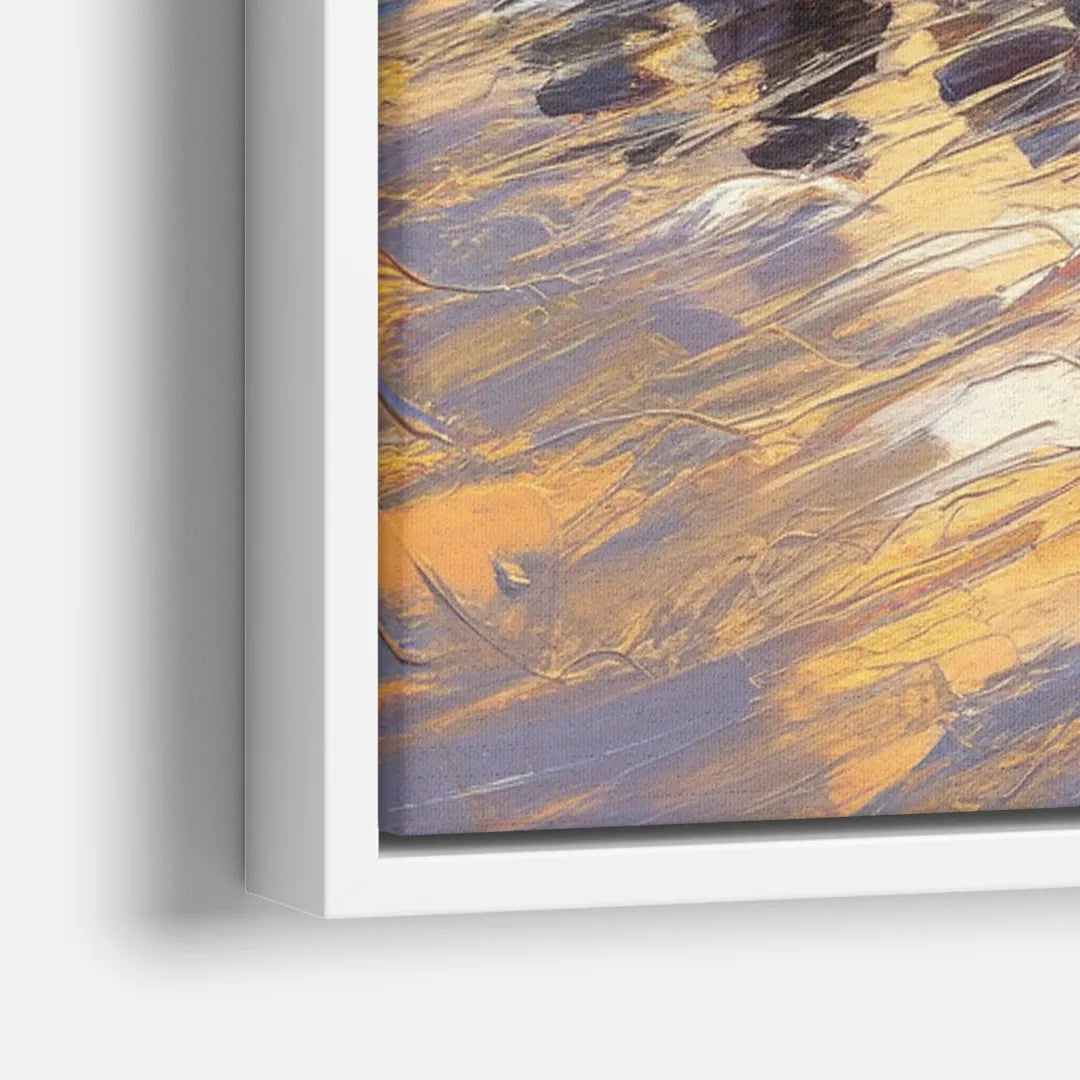 Cincinnati Skyline at Sunset - Close-Up White Frame Canvas