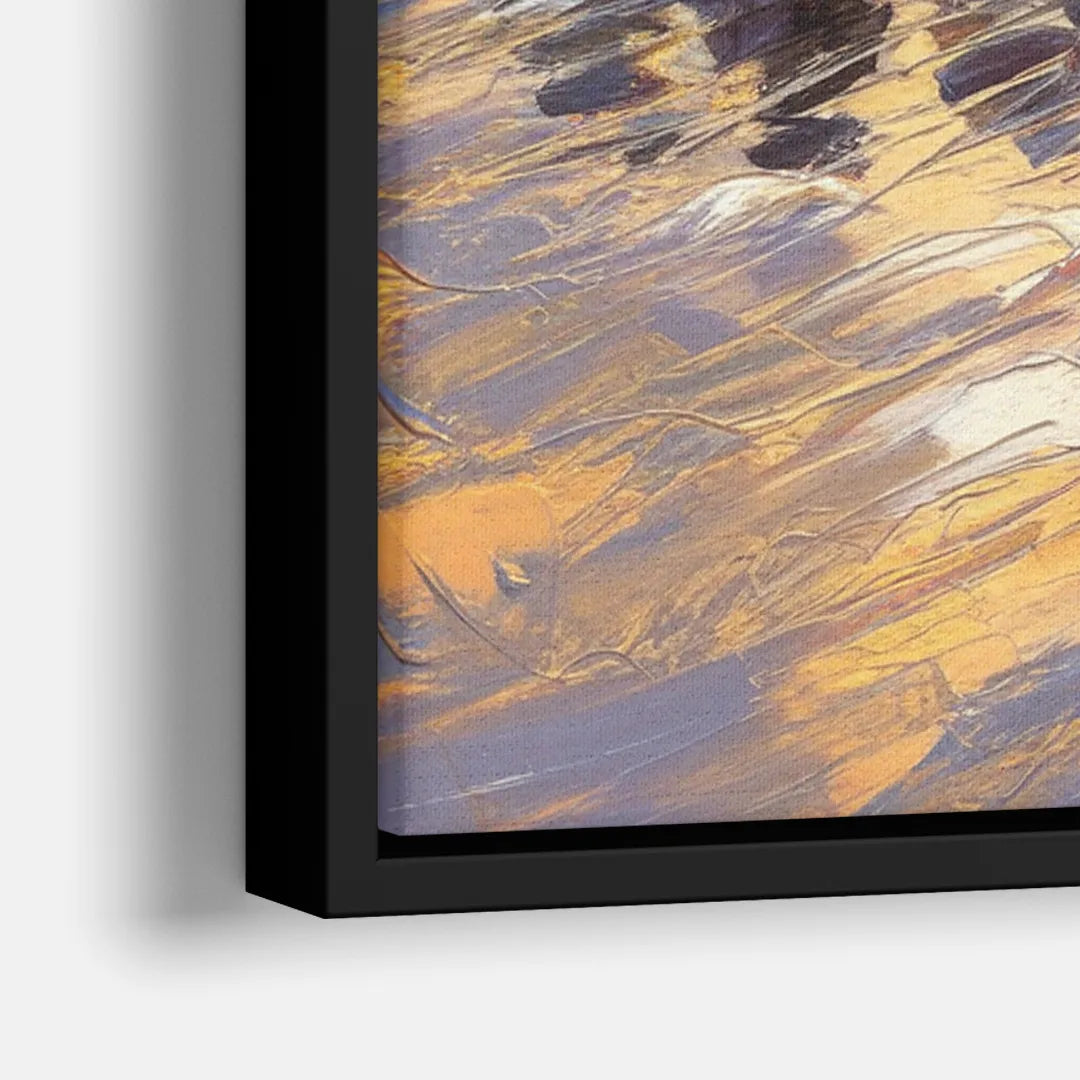 Cincinnati Skyline at Sunset - Close-Up Black Frame Canvas
