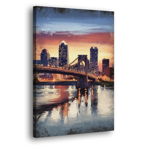Cincinnati Skyline with River Reflection - Canvas Wall Art - Side