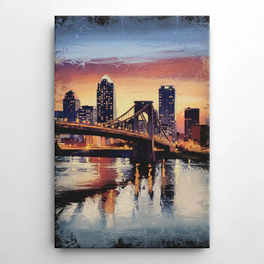 Cincinnati Skyline with River Reflection - Canvas Wall Art