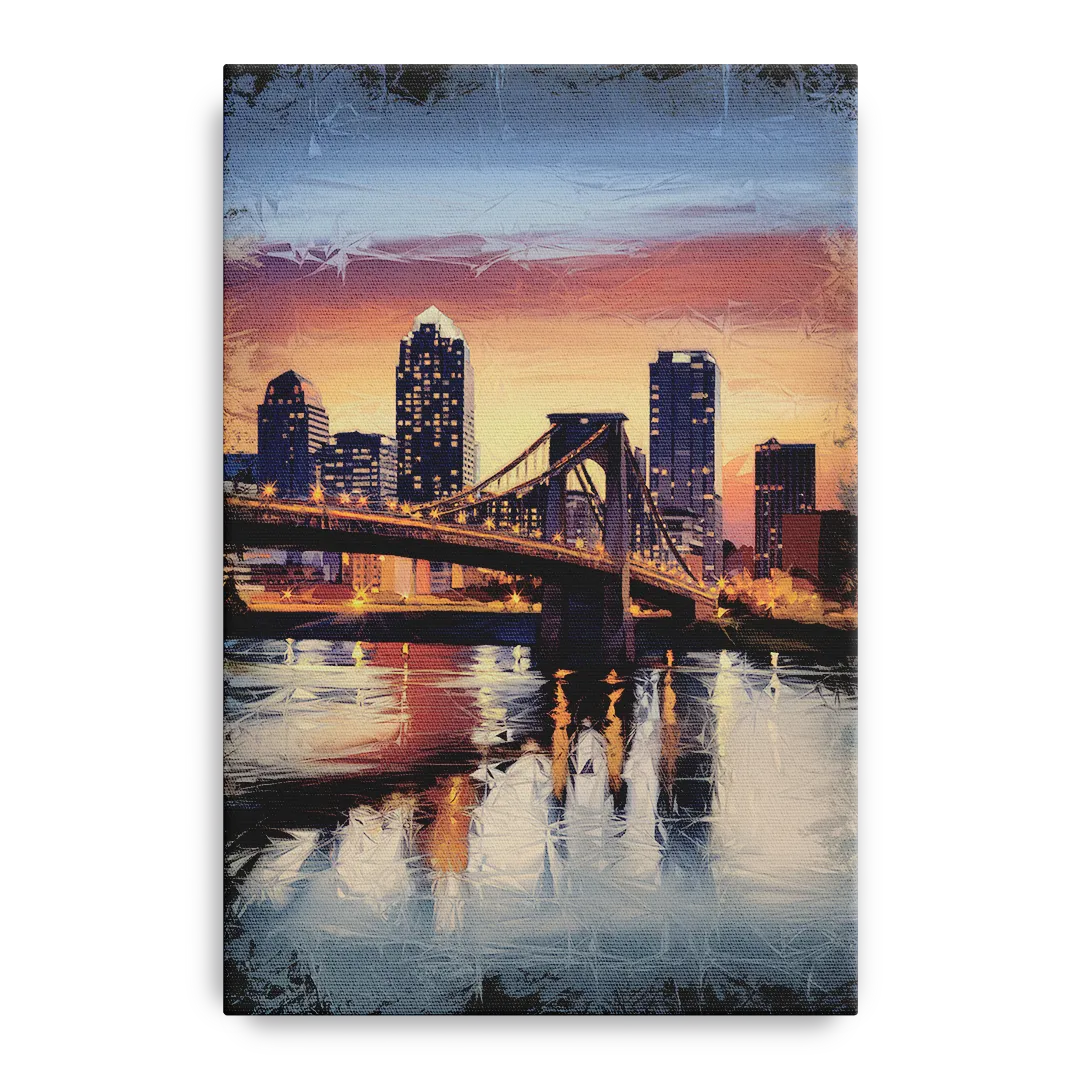 Cincinnati Skyline with River Reflection Front - Canvas Wall Art