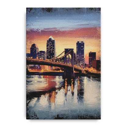 Cincinnati Skyline with River Reflection Front - Canvas Wall Art