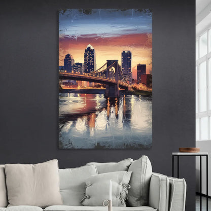 Cincinnati Skyline with River Reflection Sitting Room - Canvas Wall Art