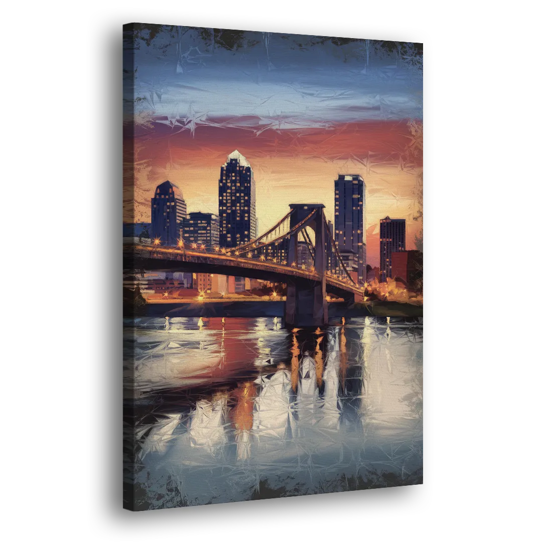 Cincinnati Skyline with River Reflection Side - Canvas Wall Art