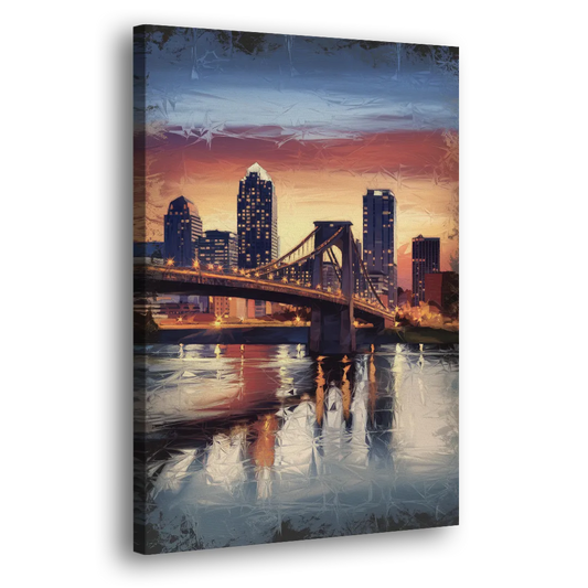 Cincinnati Skyline with River Reflection Side - Canvas Wall Art