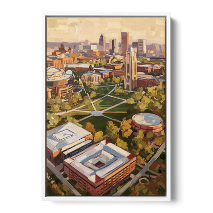 Cincinnati University Campus Highlights Front - White Canvas Wall Art
