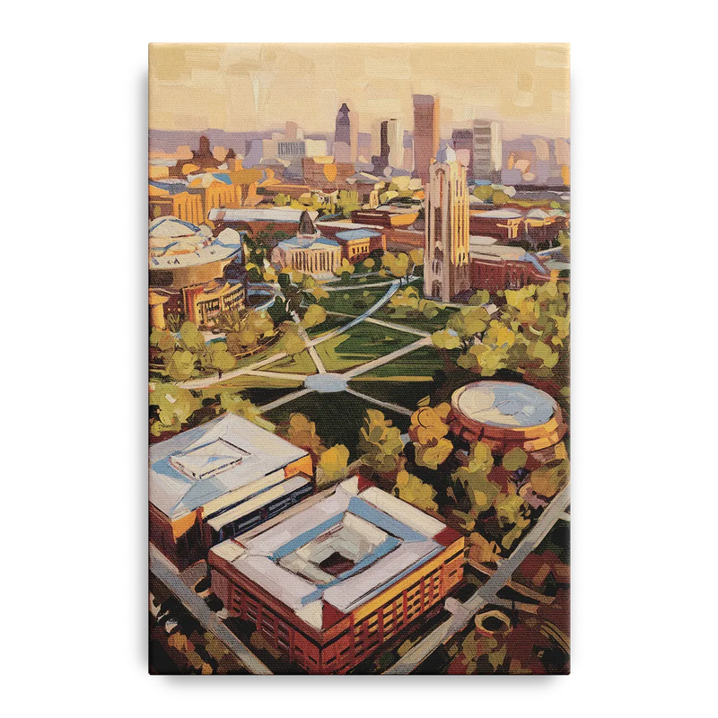 Cincinnati University Campus Highlights Front - Canvas Wall Art