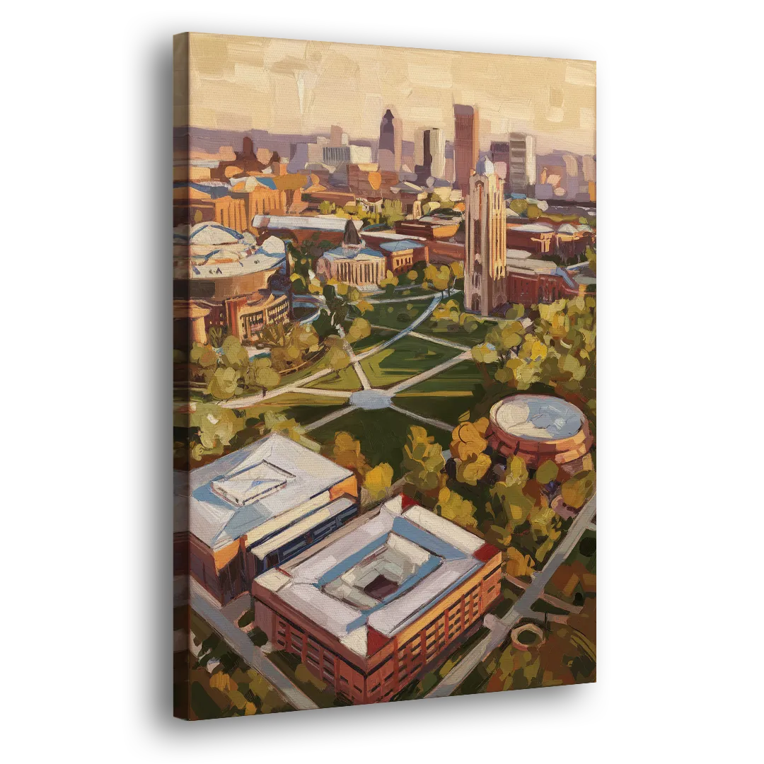 Cincinnati University Campus Highlights Side - Canvas Wall Art
