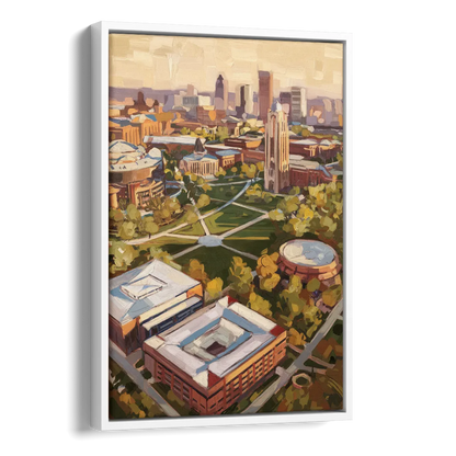 Cincinnati University Campus Highlights Side - White Canvas Wall Art
