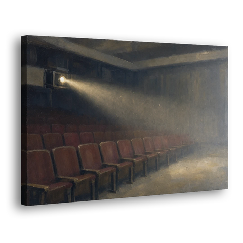 Cinema Wall Art Projector Beam Over Empty Seats - Canvas Wall Art - Side