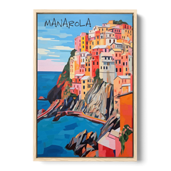 Cinque Terre Art of Manarola - Oak Framed Canvas Wall Art - Front