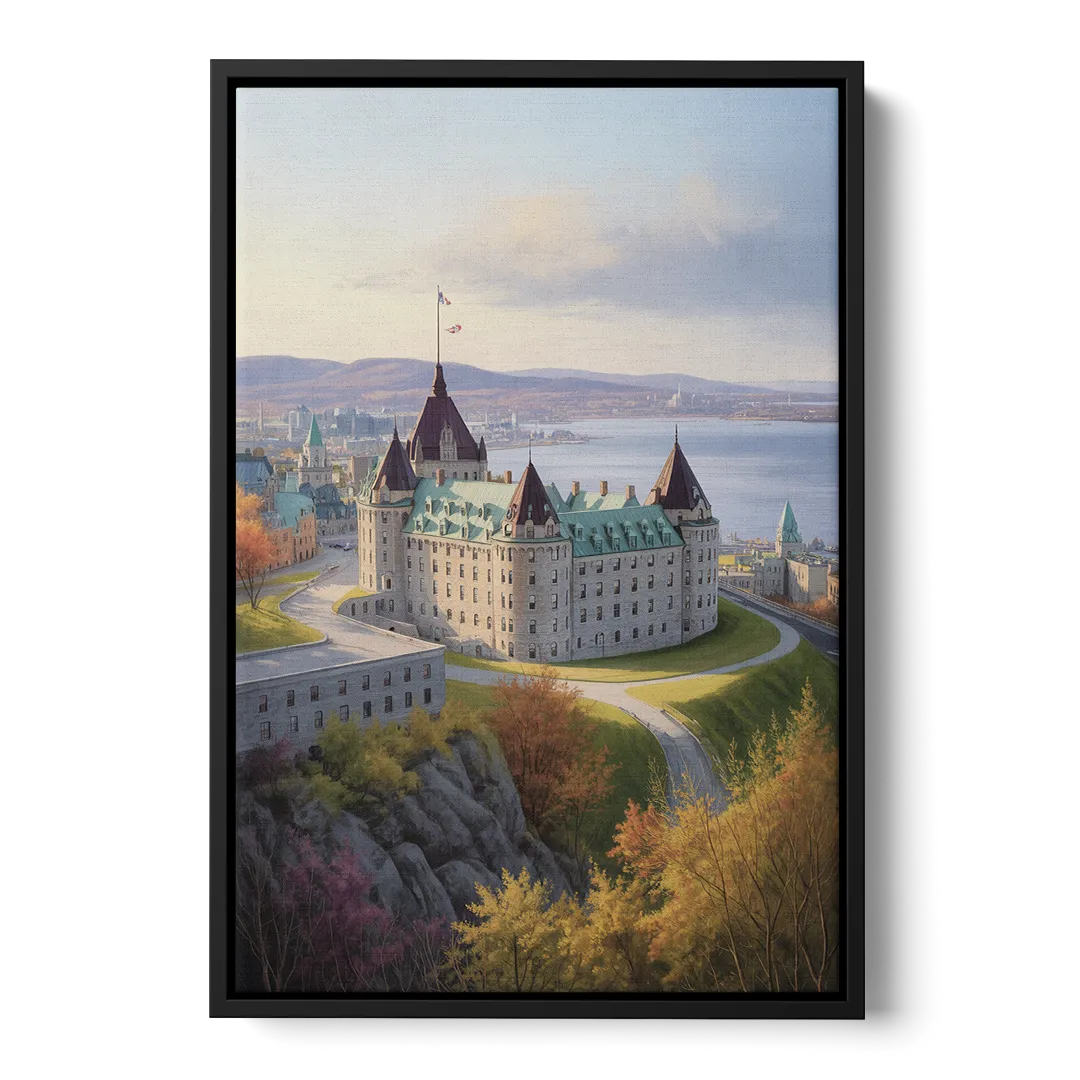 Citadel of Quebec Front - Black Canvas Wall Art