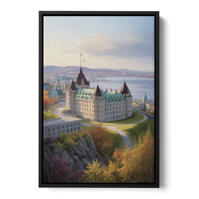 Citadel of Quebec Front - Black Canvas Wall Art