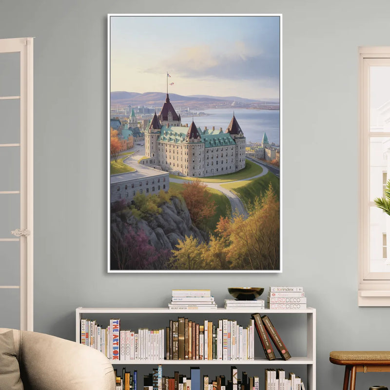 Citadel of Quebec Sitting Room - White Canvas Wall Art
