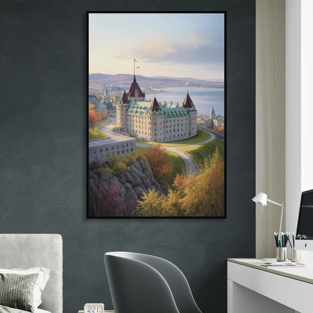 Citadel of Quebec Living Room - Black Canvas Wall Art