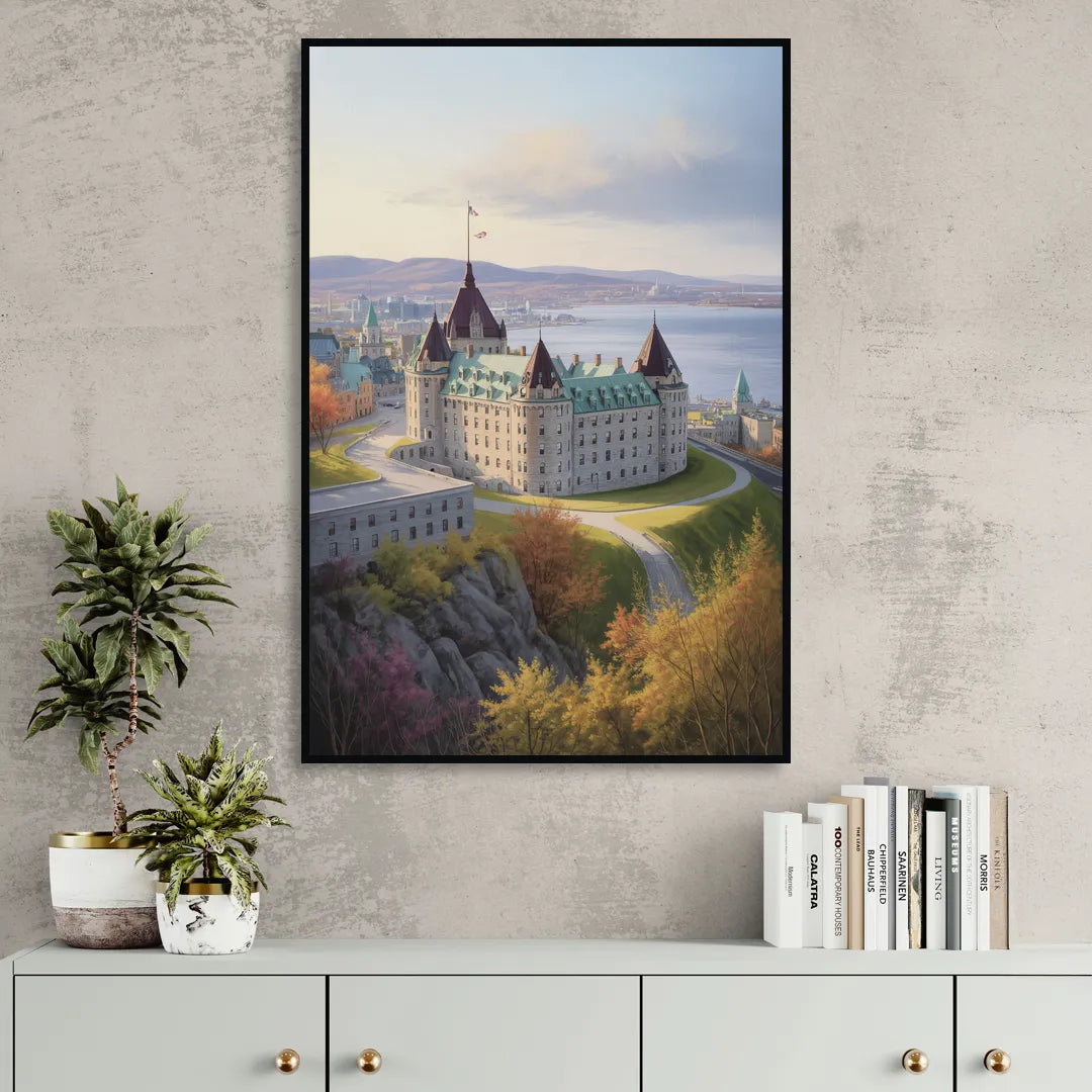 Citadel of Quebec Sitting Room - Black Canvas Wall Art