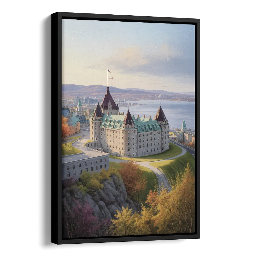 Citadel of Quebec Side - Black Canvas Wall Art