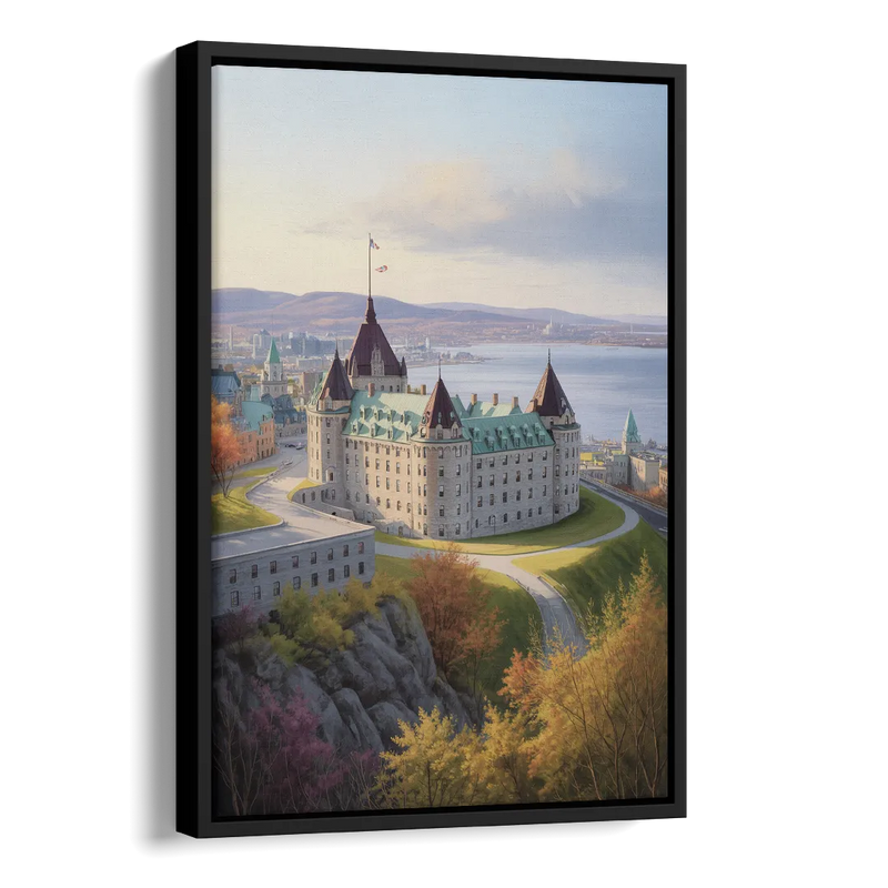 Citadel of Quebec Side - Black Canvas Wall Art