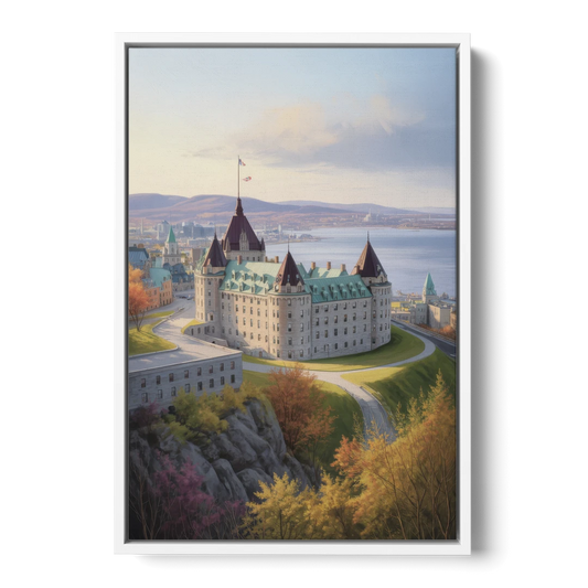 Citadel of Quebec - White Framed Canvas Wall Art - Front
