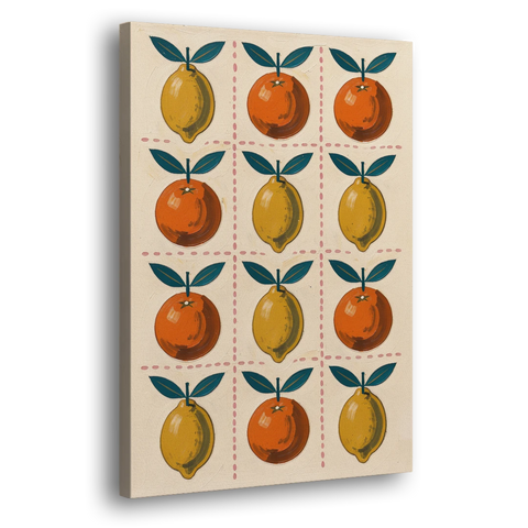 Citrus Wall Art with Lemons and Oranges - Canvas Wall Art - Side