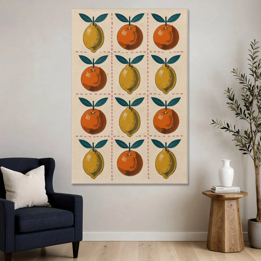 Citrus Wall Art with Lemons and Oranges - Canvas Wall Art - Sofa - 40x60
