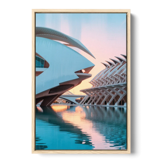 City of Arts and Sciences - Oak Framed Canvas Wall Art - Front