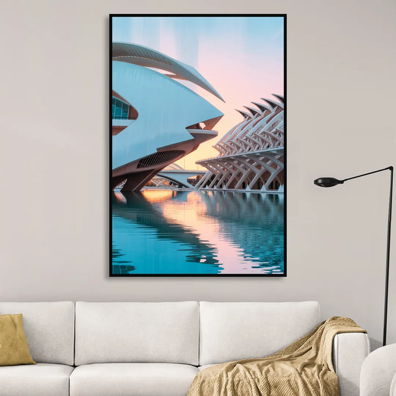 City of Arts and Sciences Sitting Room - Black Canvas Wall Art