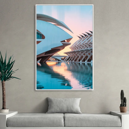 City of Arts and Sciences Sitting Room - White Canvas Wall Art