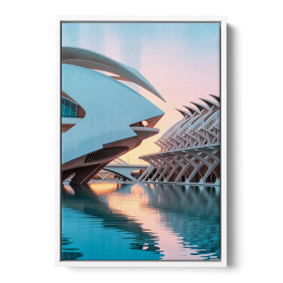 City of Arts and Sciences Front - White Canvas Wall Art