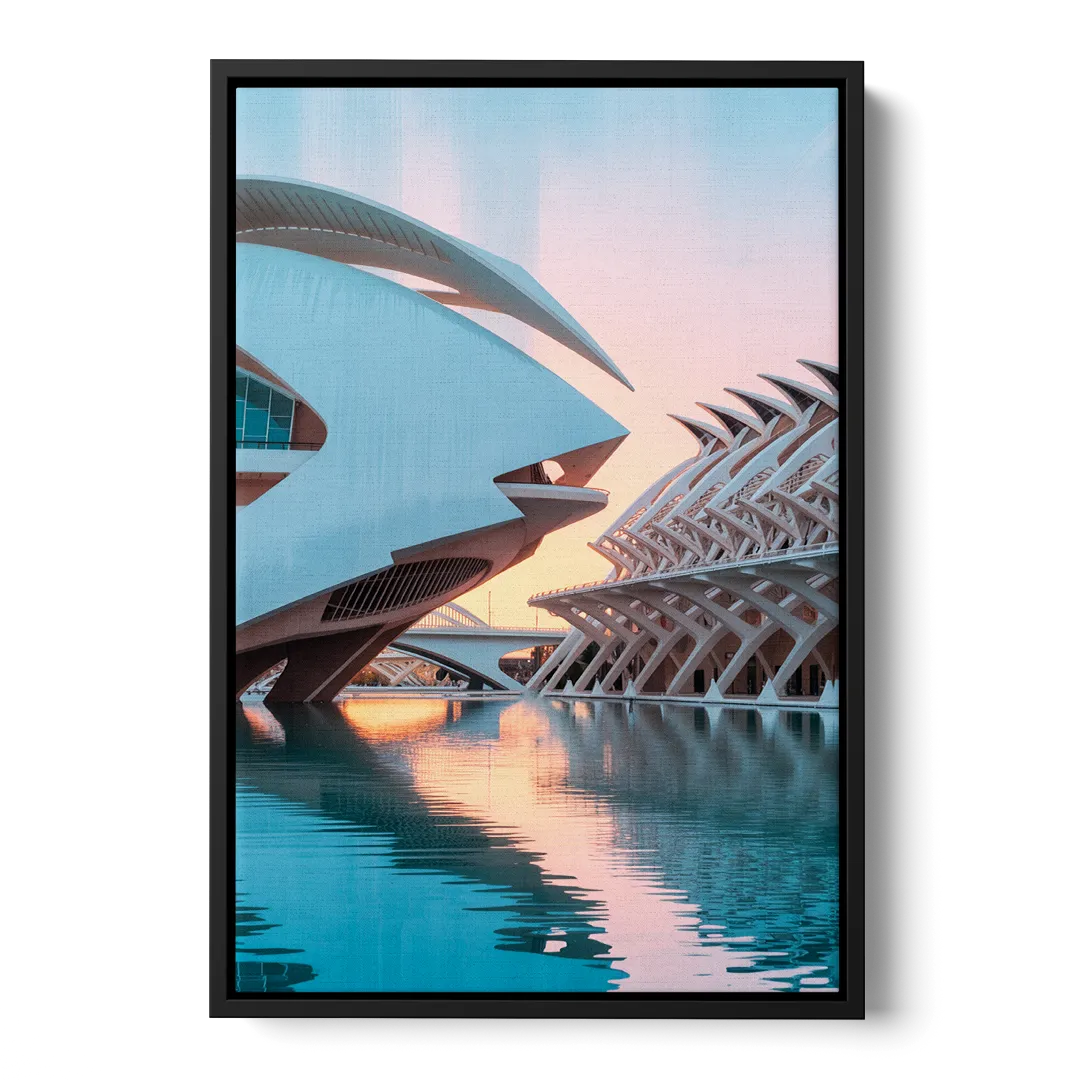 City of Arts and Sciences Front - Black Canvas Wall Art