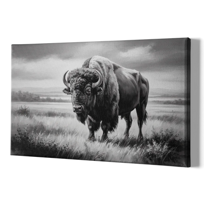 Classic Black and White Buffalo - Canvas Print Art Sides