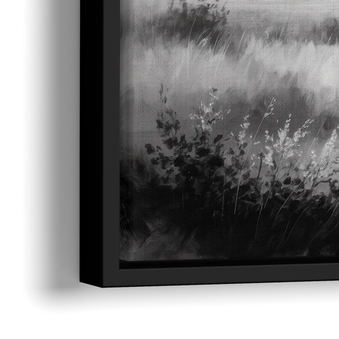 Classic Black and White Buffalo - Close-Up Black Frame Canvas