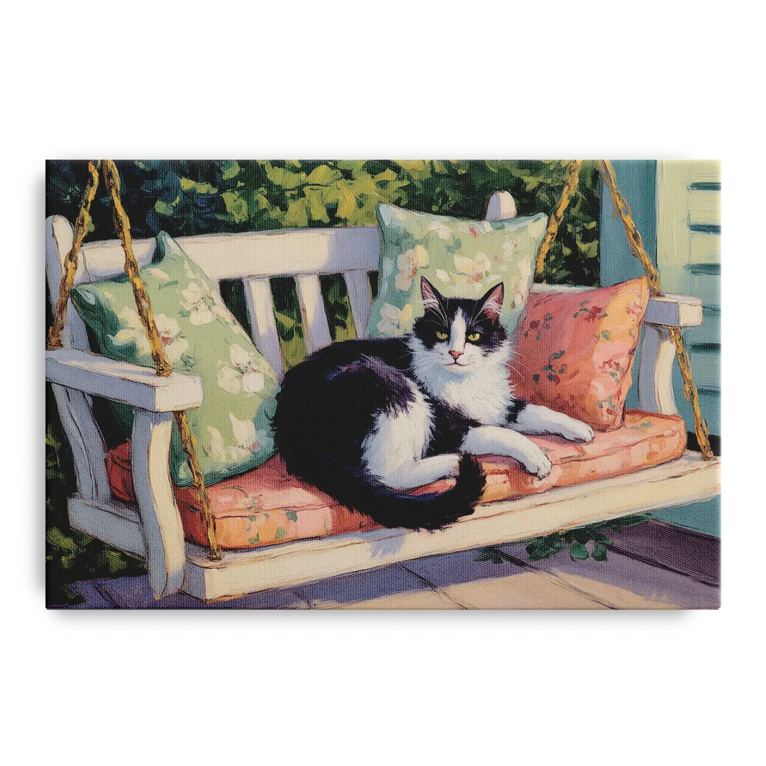 Classic Black and White Cat Front - Canvas Wall Art