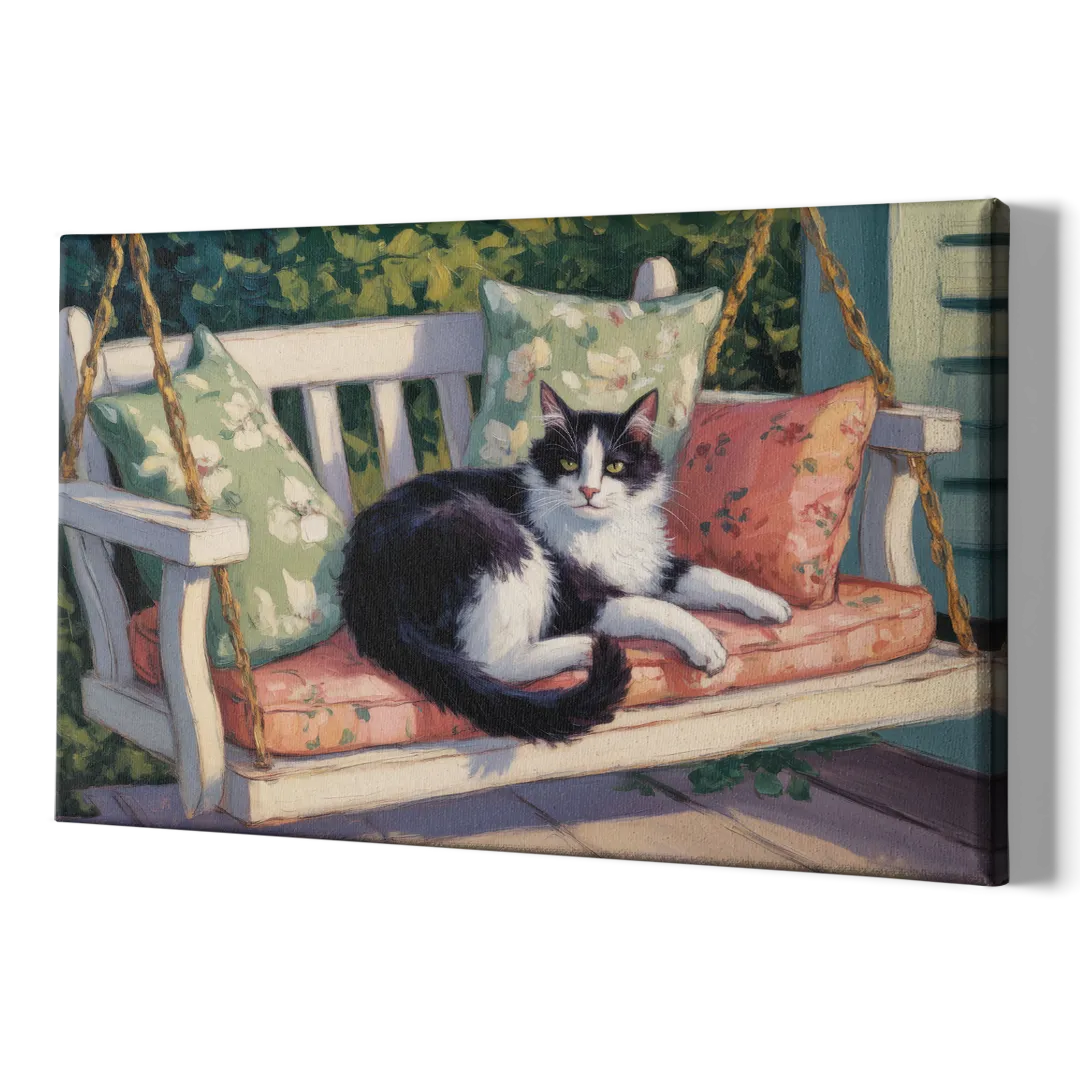 Classic Black and White Cat - Canvas Print Art Sides