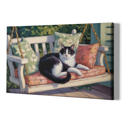 Classic Black and White Cat - Canvas Print Art Sides