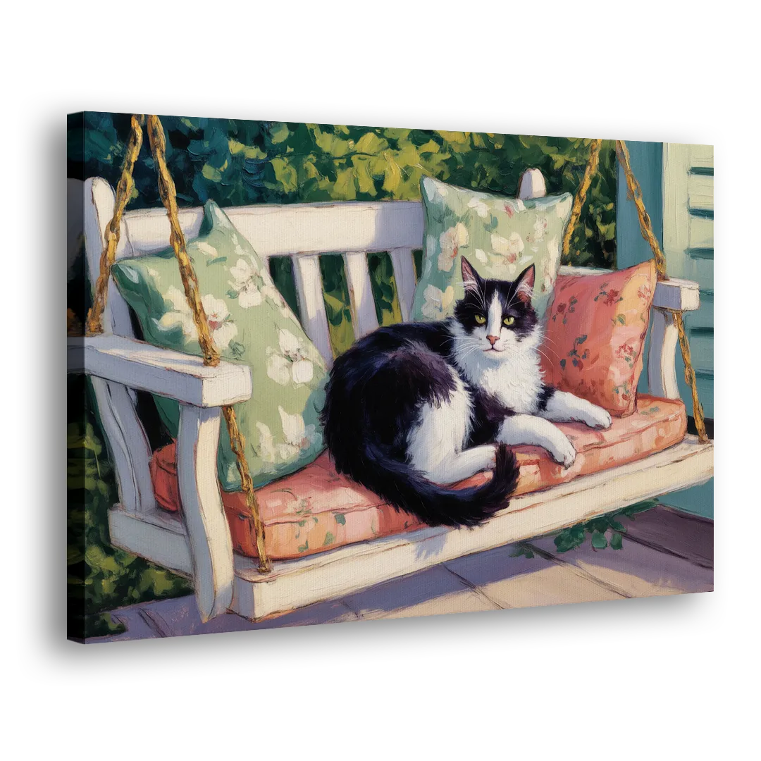 Classic Black and White Cat Side - Canvas Wall Art
