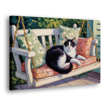 Classic Black and White Cat Side - Canvas Wall Art