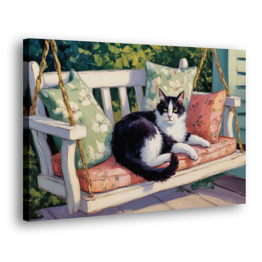 Classic Black and White Cat Side - Canvas Wall Art