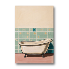 Clawfoot Tub Painting with Star Tiles - Canvas Wall Art - Front